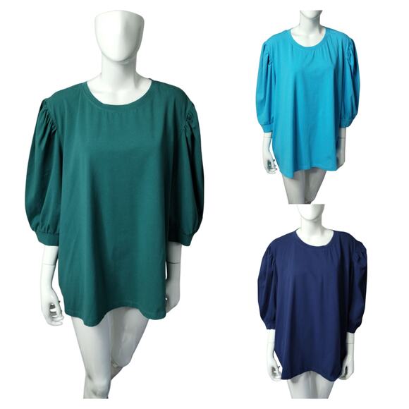 The Drop Womens Mariko Puff-Sleeve Crew-Neck Stretch Jersey T-Shirt size 5X 3pcs - Picture 1 of 13